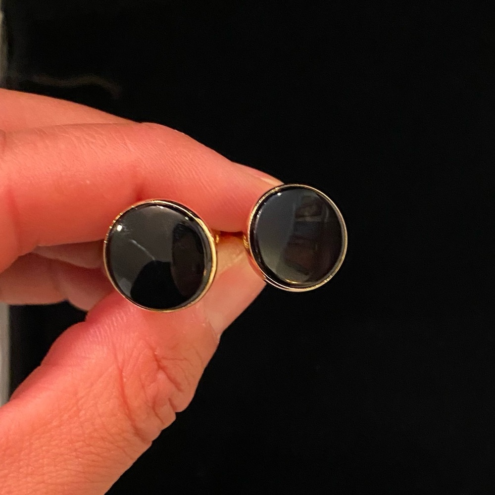Gold-plated Black Dress Cuff Links